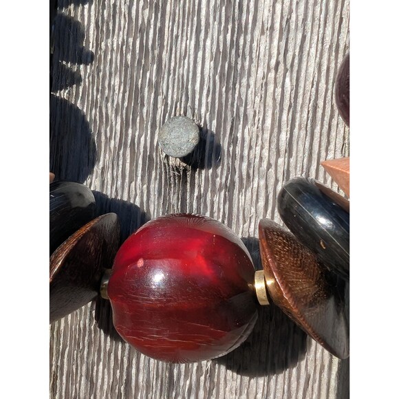 Vintage Wood Beaded Necklace: Red Chunky Necklace - Picture 16 of 16